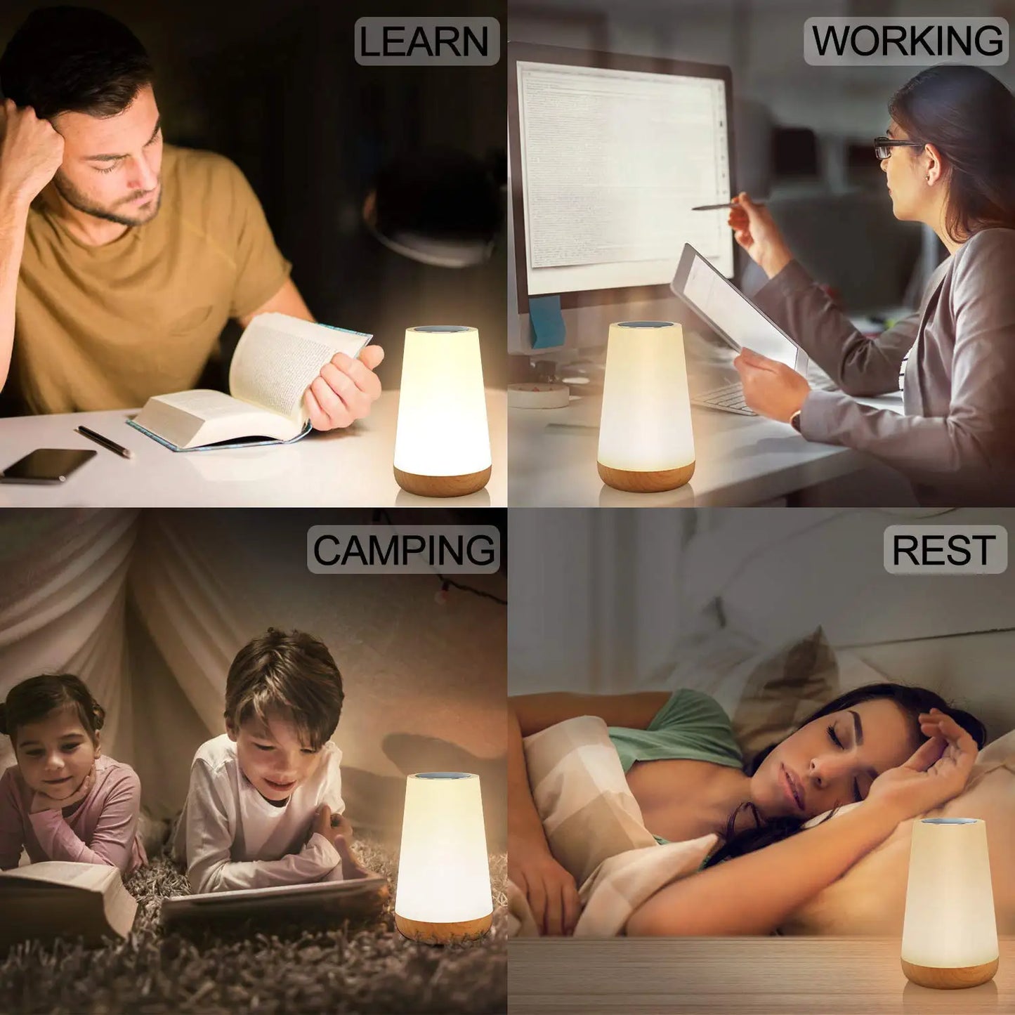 13‑Color Changing Night Light – Touch & Remote Control, USB Rechargeable, Dimmable