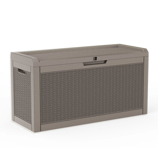 60 Gallon Waterproof Outdoor Storage Box, Resin Deck Box, Lockable Outside Storage Box Container for Patio Furniture
