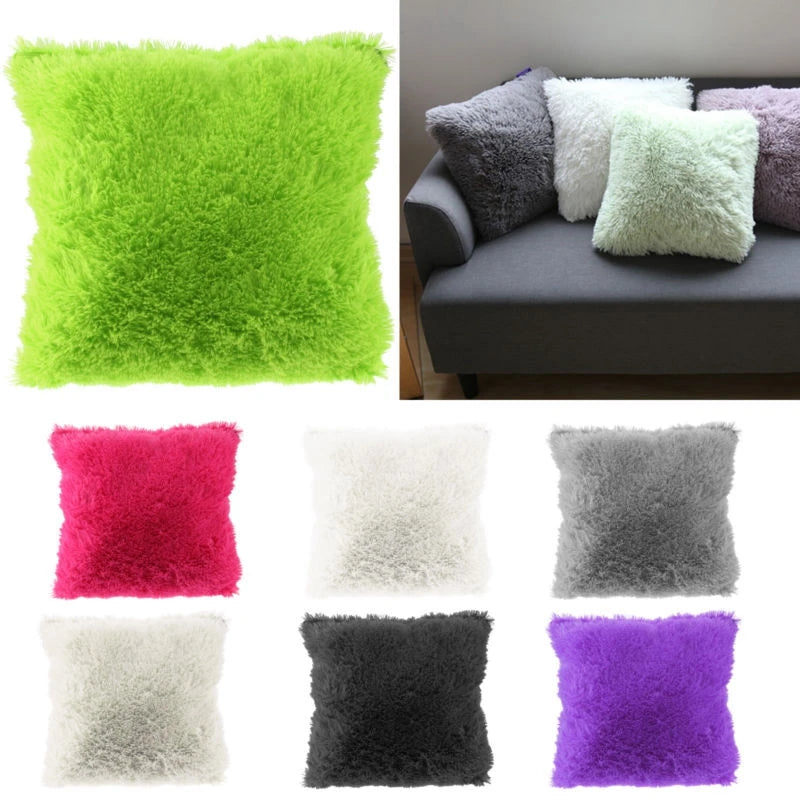 Soft Plush Faux Fur Throw Pillow Covers – Luxurious Decorative Cushion Cases (Multiple Colors)