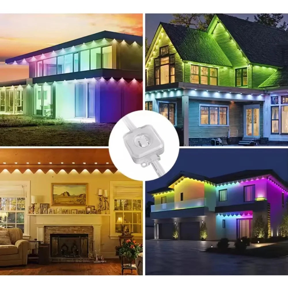 Smart Permanent Outdoor Lights IP67 Waterproof with App Remote Control Music Sync for House Roof Decor