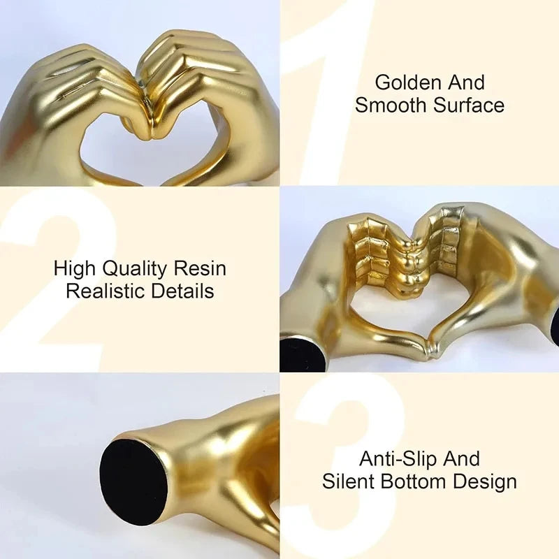 Modern Heart Hands Sculpture - Ceramic Home Decor Accent