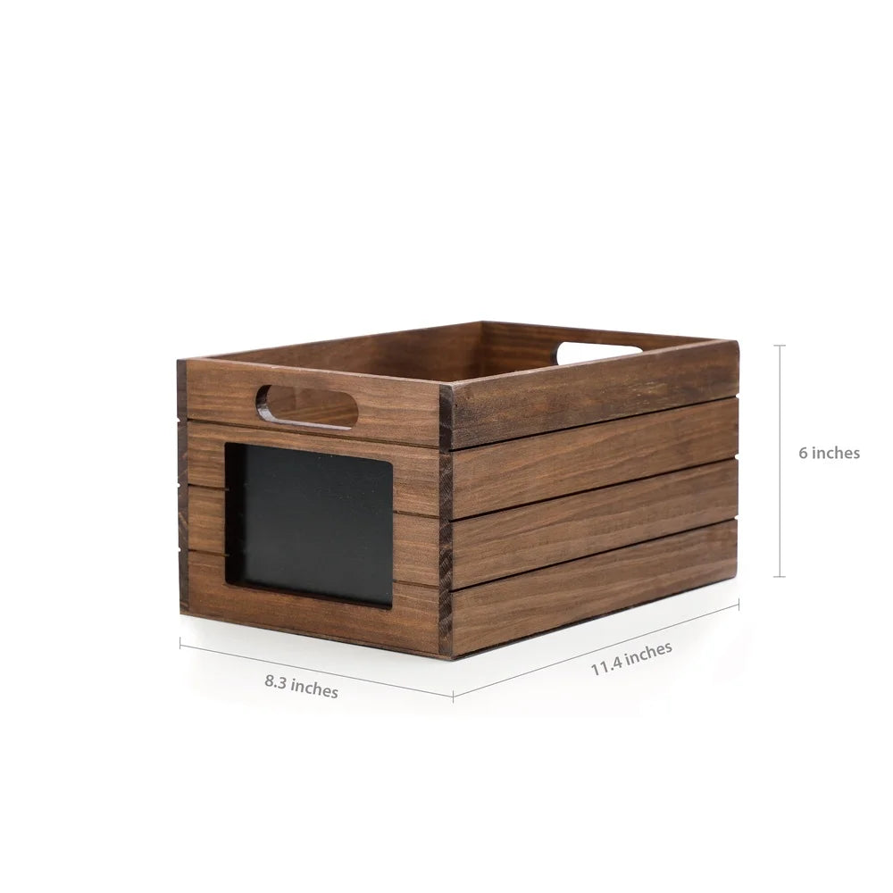Wood Storage Crate with Chalkboard Label, with Cut-out Handles