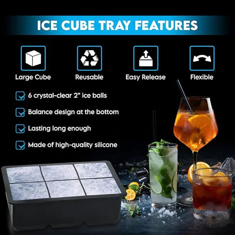Premium Silicone Ice Cube Tray – Food‑Grade Square Mold Available in 4/6/8/15/160 Cubes