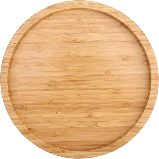 12" Bamboo Lazy Susan Turntable – Thick Wood Rotating Spice Rack for Kitchen Countertops
