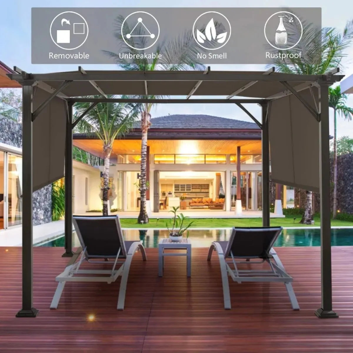2 Pieces 16x4 Ft Universal Canopy Cover, Outdoor Pergola Roof Top Cover With Heavy Duty Polyester, Waterproof