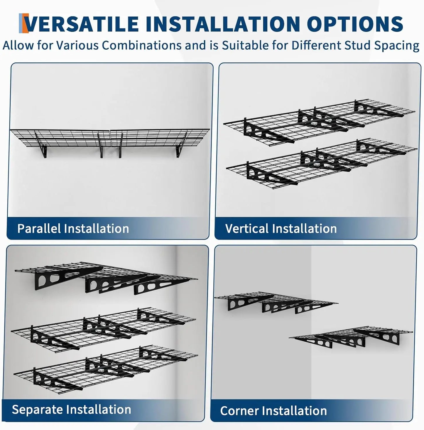 2×6 FT Wall‑Mounted Garage Shelving – Heavy‑Duty Metal Storage Racks for Garage & Workshop (2‑Pack)