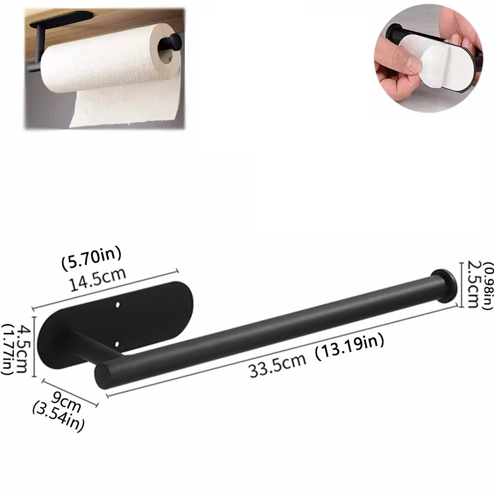 Adhesive Paper Towel Holder for Kitchen – Roll Tissue Dispenser & Bathroom Storage Rack
