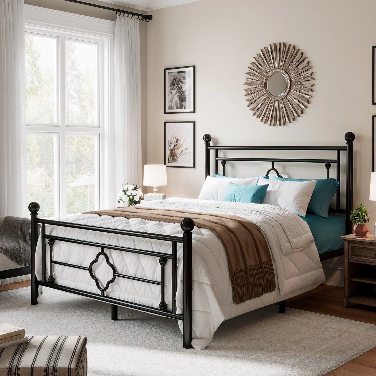 14" Metal Platform Bed Frame – Heavy‑Duty Steel Base with Under‑Bed Storage, No Box Spring Needed