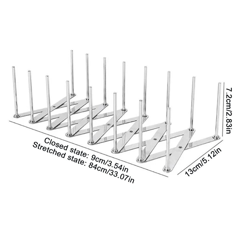 Expandable Stainless Steel Lid Organizer – Adjustable Pan & Plate Rack