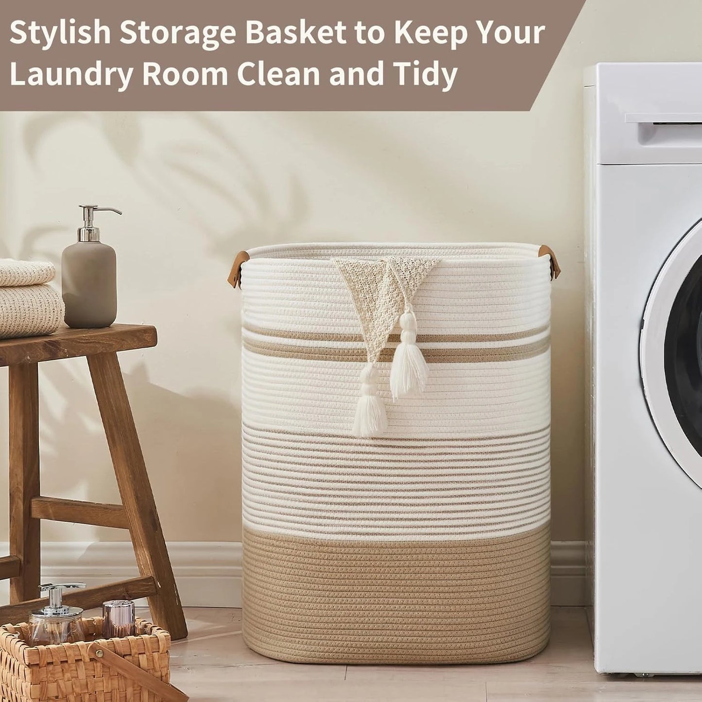 Laundry Basket, Blanket Basket for Bedroom or Living Room - Laundry Hamper or Blanket Storage