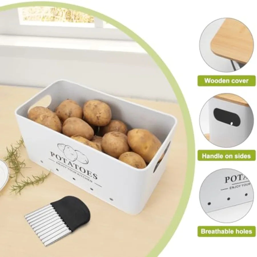 Metal Kitchen Vegetable Storage Set of 3 for Onion Garlic Potato Storage
