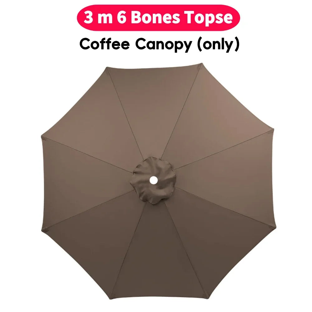 10ft Patio Umbrella Replacement Canopy – 6‑Rib UV‑Resistant Outdoor Cover