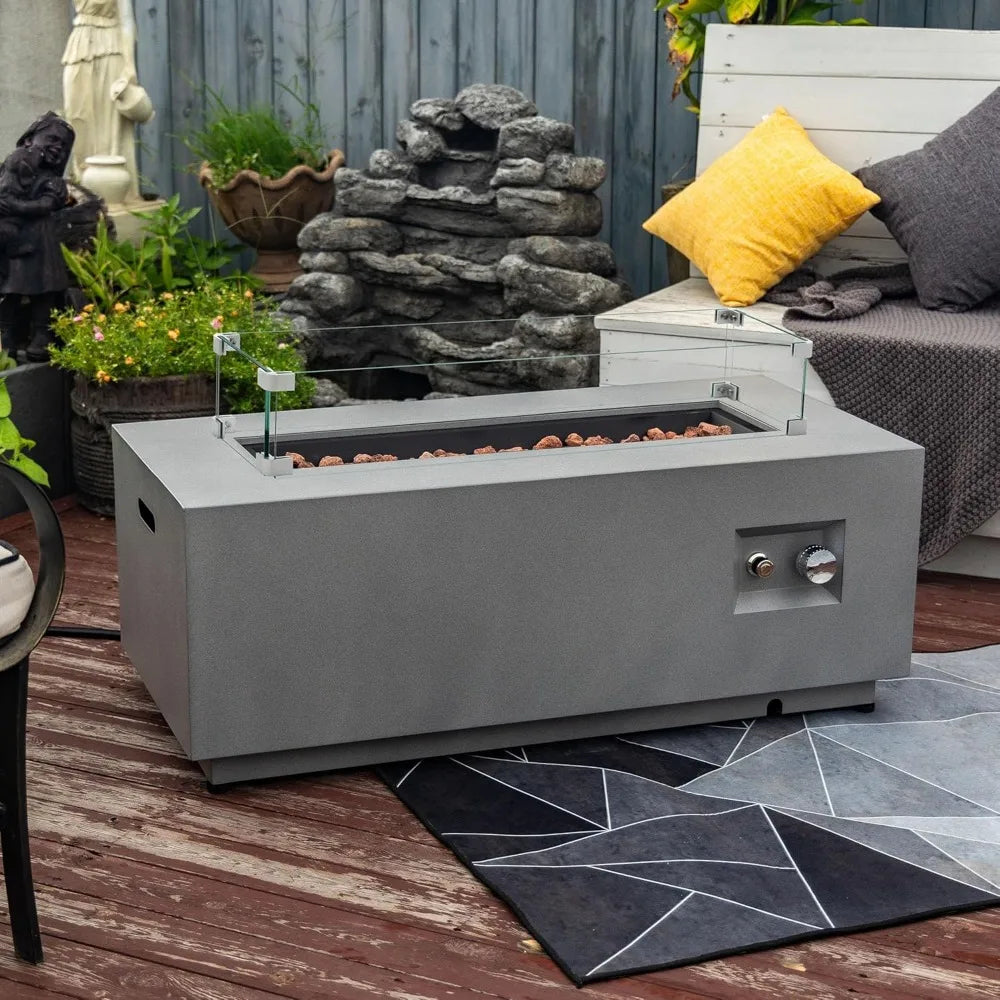 42" x 20" Outdoor Rectangular Propane Fire Pit Table