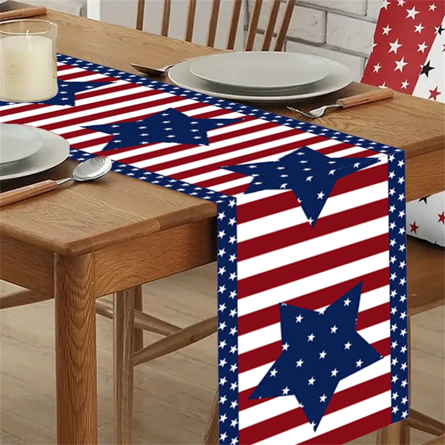 American Flag Table Runner – 4th of July Patriotic Table Décor for Independence Day