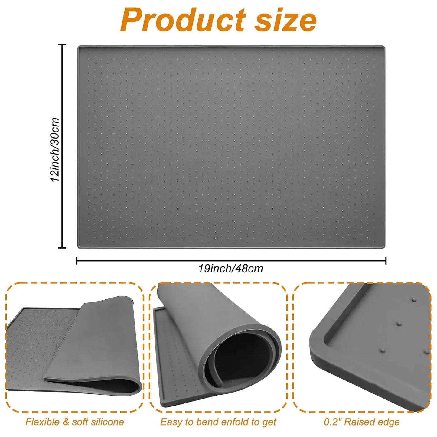 Silicone Ice Maker with Mat, Raised Edge to Prevent Spills, Non-Slip, Portable