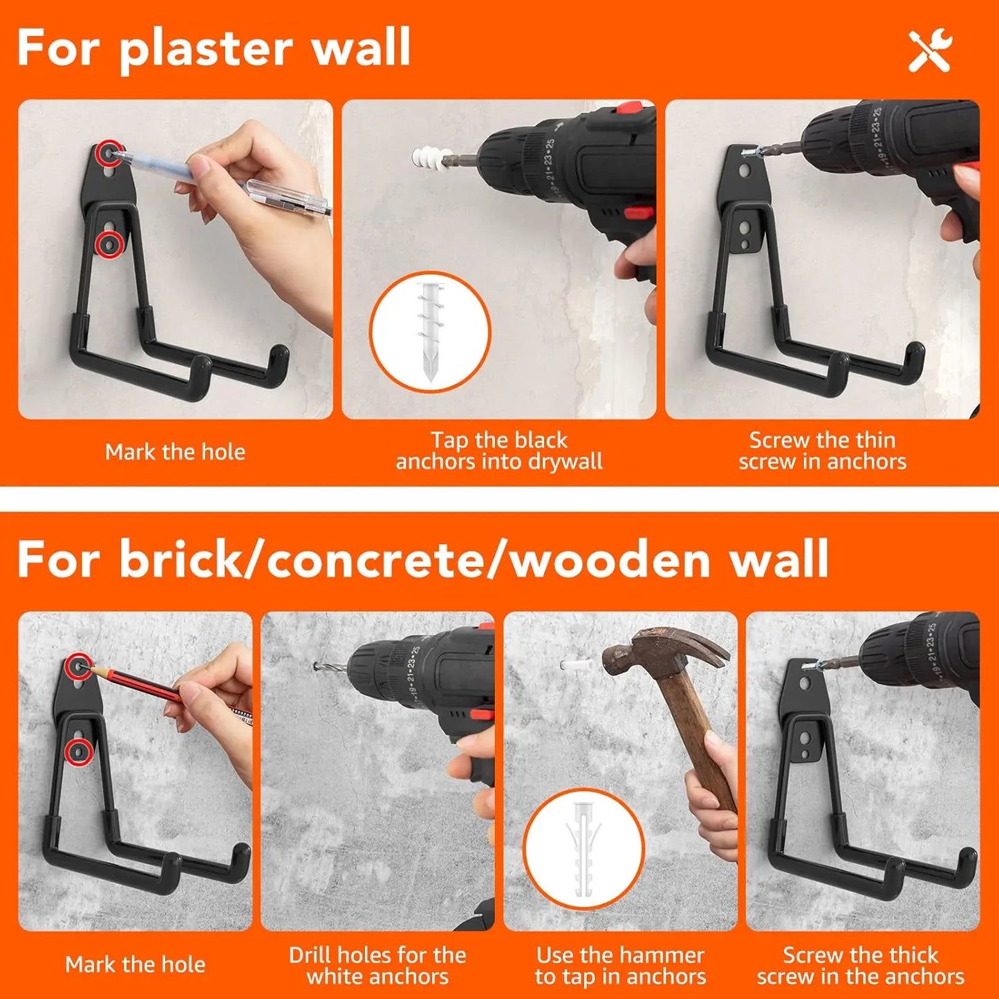32 Pack Garage Hooks with Anti-Slip Coating Heavy Duty Wall Mount
