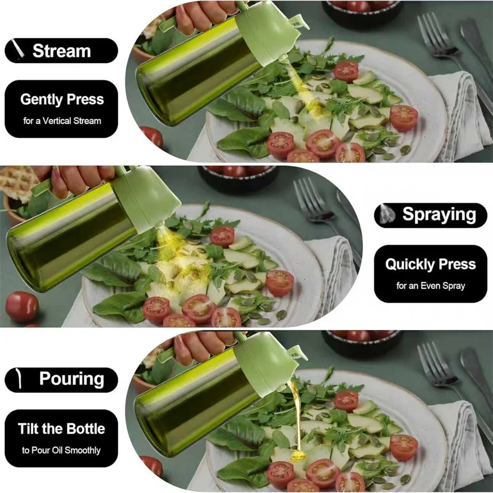 470ml Oil Sprayer for Cooking, 2-in-1 Olive Oil Dispenser and Oil Spray Bottle, Oil Spray with Stickers