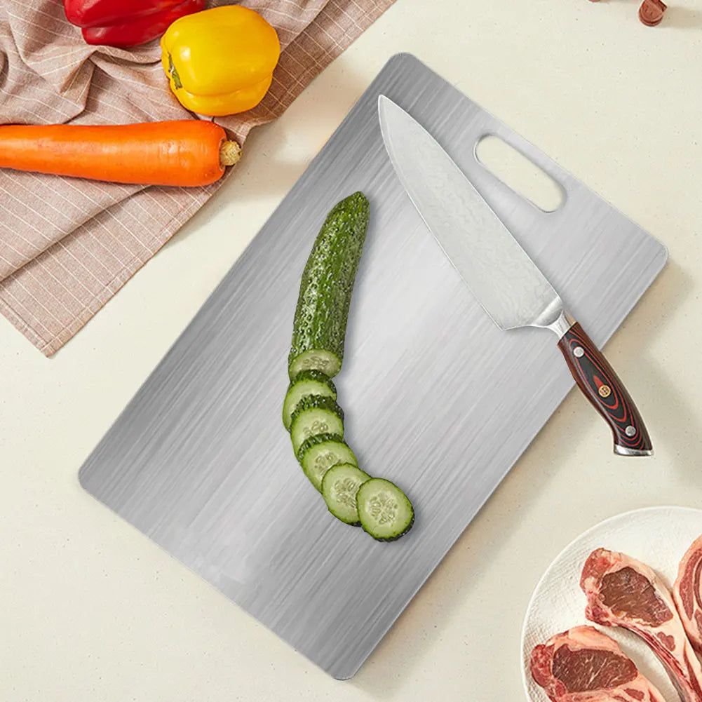 Stainless Steel Cutting Board - Double Sided Chopping Board for Kitchen
