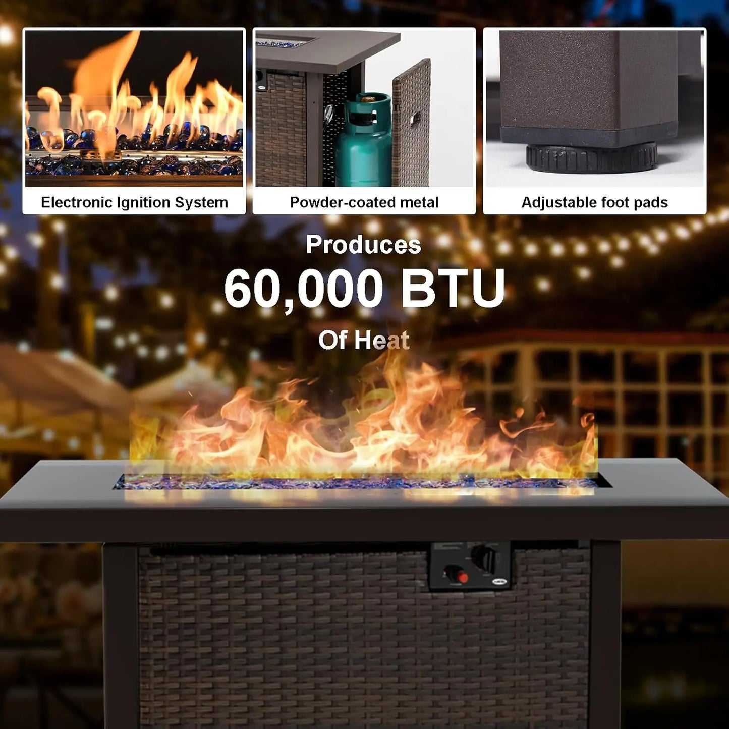 9 Pieces Outdoor Sectional Patio Furniture Set with Fire Pit Table PE Rattan Wicker Patio Sectional Armless, Customized