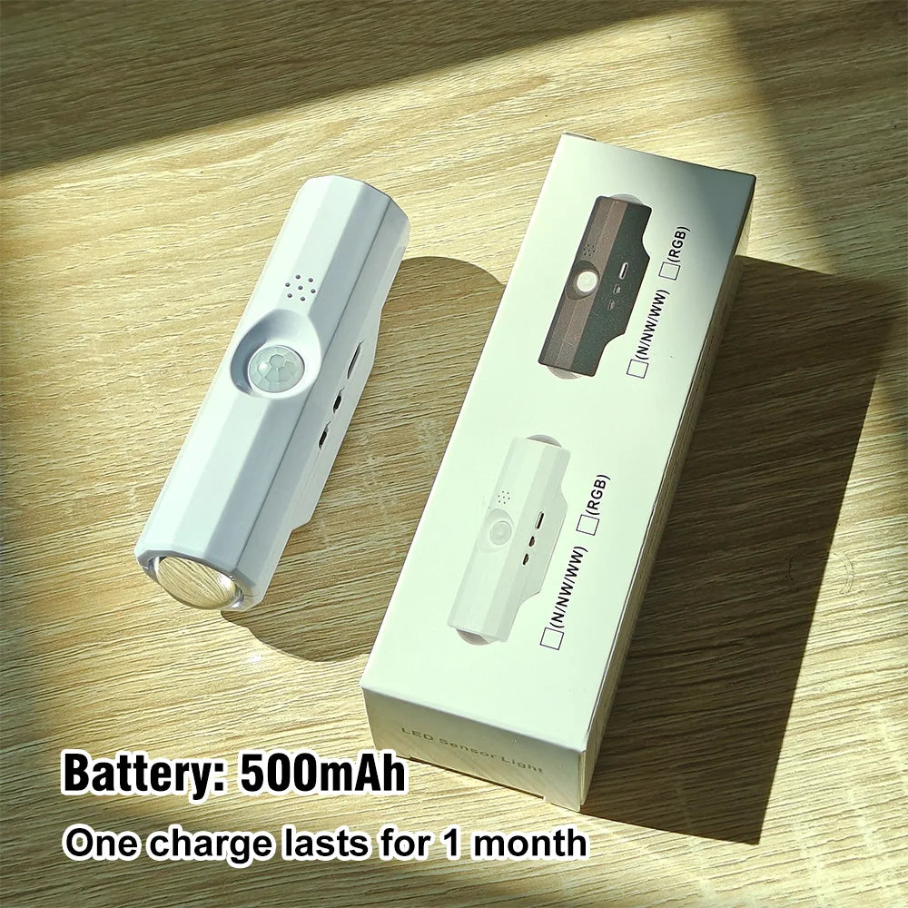 USB-C Rechargeable LED Motion Sensor Night Light -  Stick-On Wall Lamp for Bedroom Hallway Closet Indoor Lighting