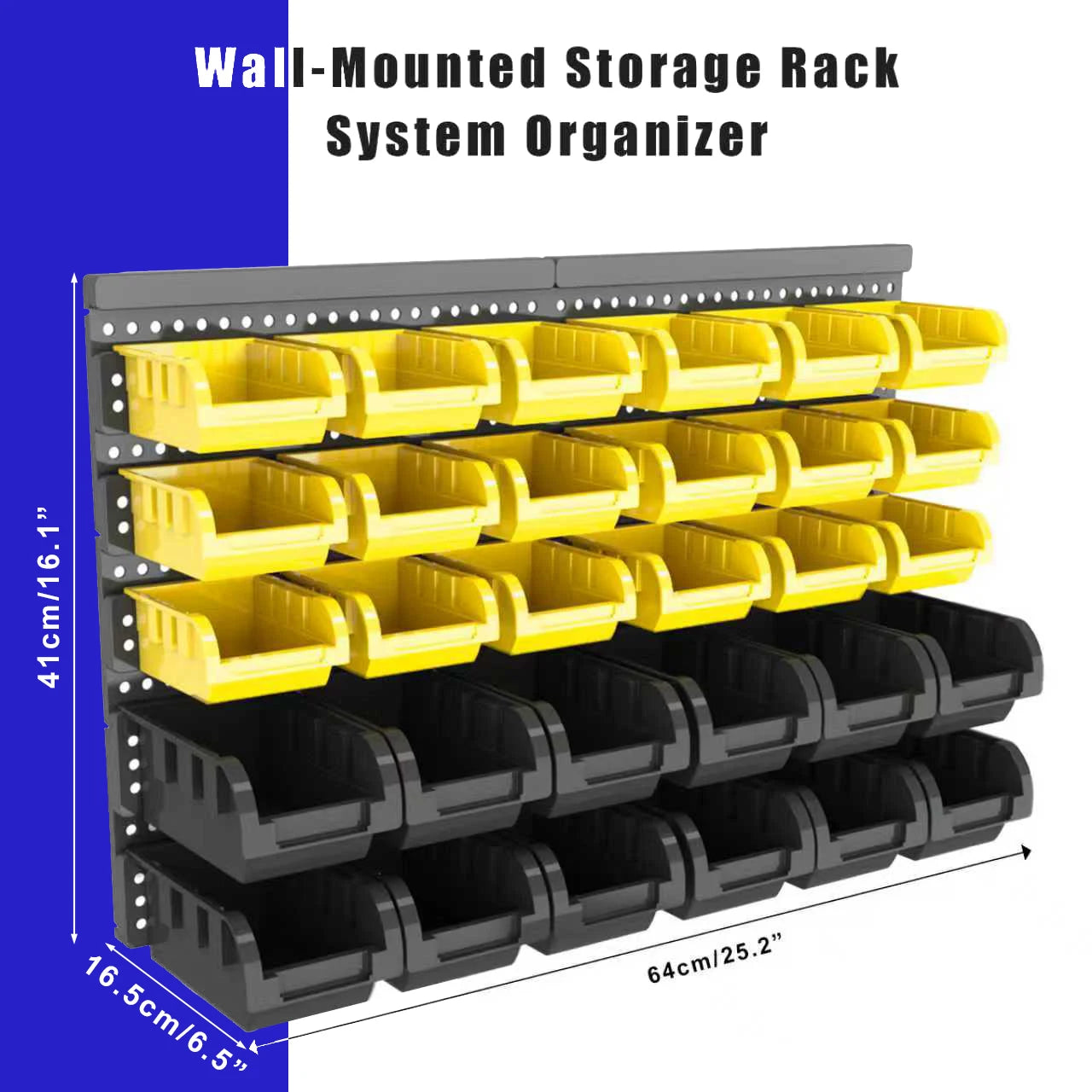 30‑Piece Wall‑Mounted Storage Bins Set – Plastic Garage Organizer Rack System for Tools & Hardware