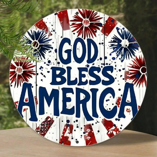 God Bless America Patriotic Metal Tin Sign - Weatherproof
