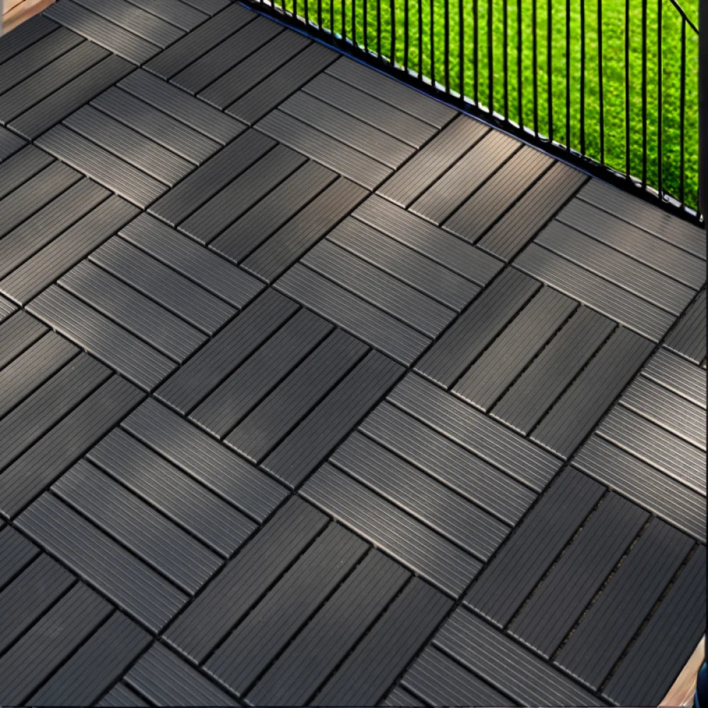 44 Pack 12x12 inch Square Waterproof Outdoor Deck Tiles - Interlocking, All-Weather, Slip-Resistant