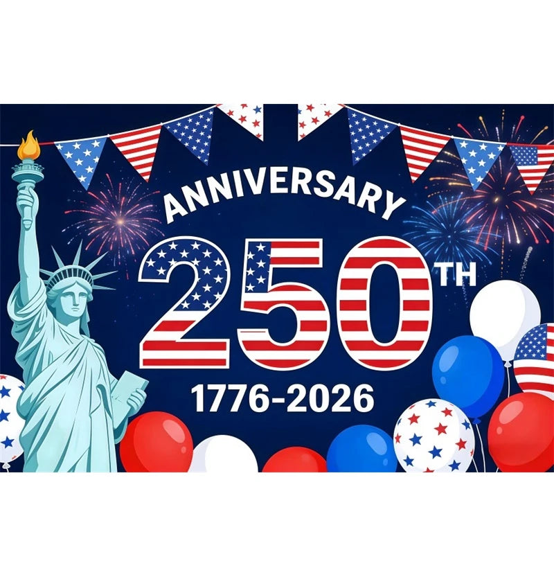 America 250th Anniversary Backdrop Cover Bald Eagle Statue of Liberty Flag 4th of July Independence Day Celebration Backgrounds