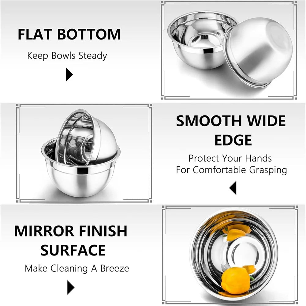 Stainless Steel Mixing Bowl Set with Lids – Durable, Reusable Bowls for Salad, Baking & Meal Prep (Sold as 2 or 14‑Piece Sets)