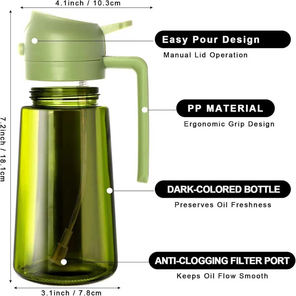 470ml Oil Sprayer for Cooking, 2-in-1 Olive Oil Dispenser and Oil Spray Bottle, Oil Spray with Stickers