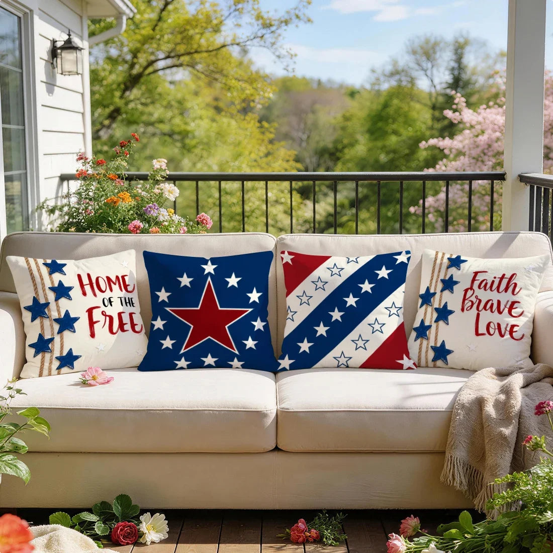 4Pcs - USA Patriotic Pillow Case Covers