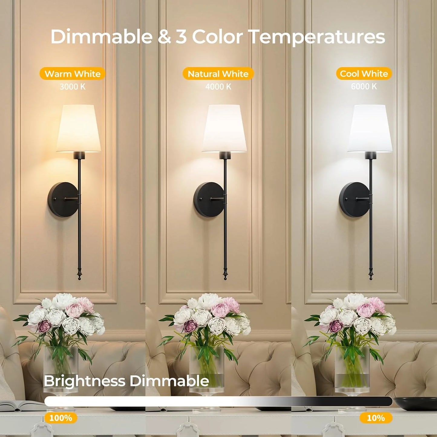 Cordless LED Wall Sconces – Battery‑Powered, Adhesive‑Mounted Wall Lights for Easy No‑Drill Installation