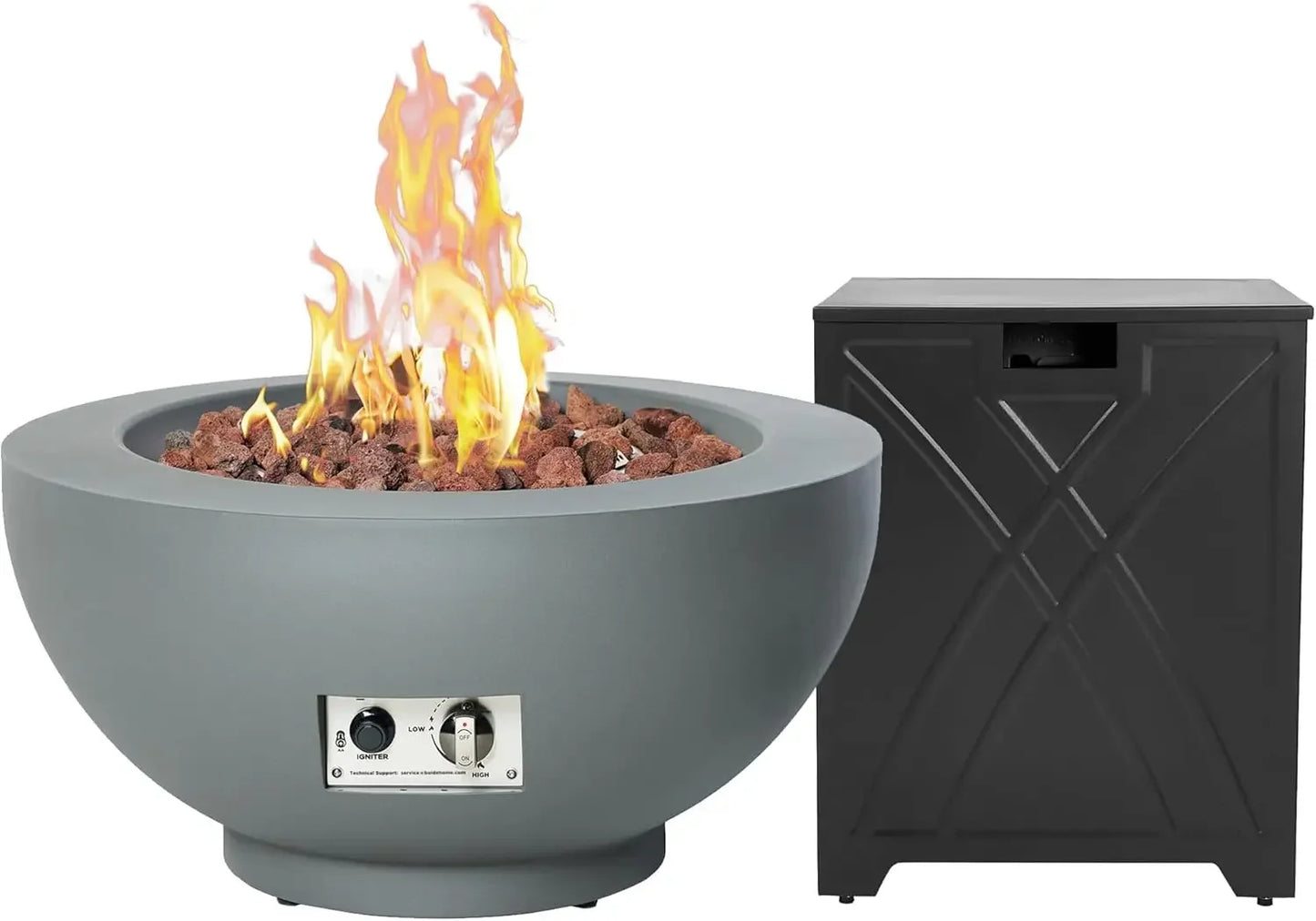 28" Outdoor Propane Fire Bowl – Round Gas Fire Pit with Natural Gas Conversion Kit