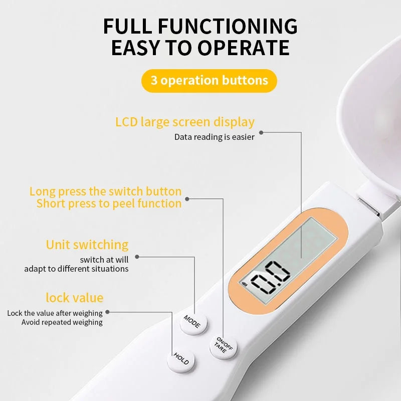 Mini Spoon Digital Kitchen Scale, Electronic LCD Food Scale 0.1-500g