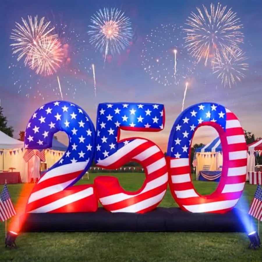 8.8FT Inflatable 250th Anniversary Decoration – Patriotic Blow‑Up with Built‑In LED Lights for 4th of July