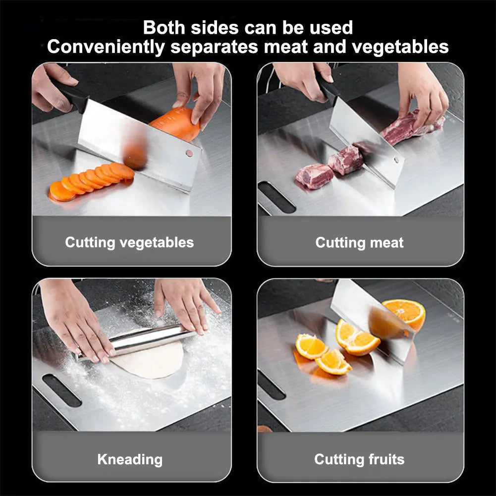Stainless Steel Cutting Board - Double Sided Chopping Board for Kitchen