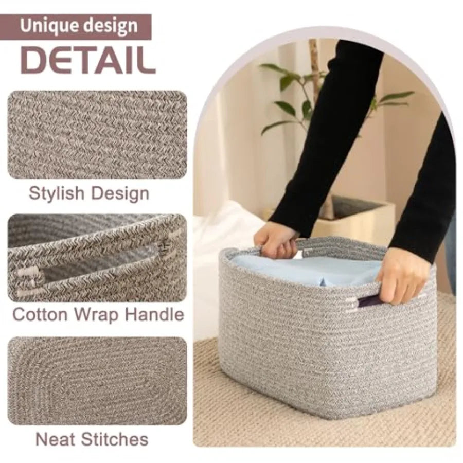 Premium 4-Pack Handwoven Shelf Storage Baskets