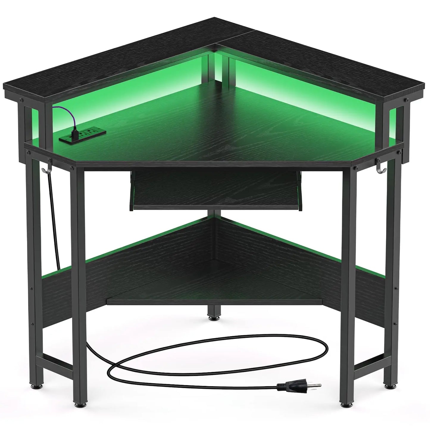 Corner Desk for Small Space with LED Lights