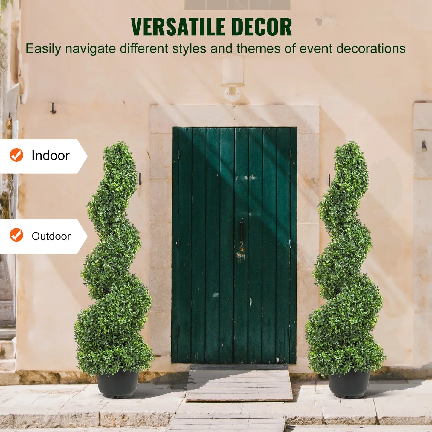 UV‑Resistant Boxwood Spiral Topiary – 24–48" Artificial Plant (1 or 2 Pack)