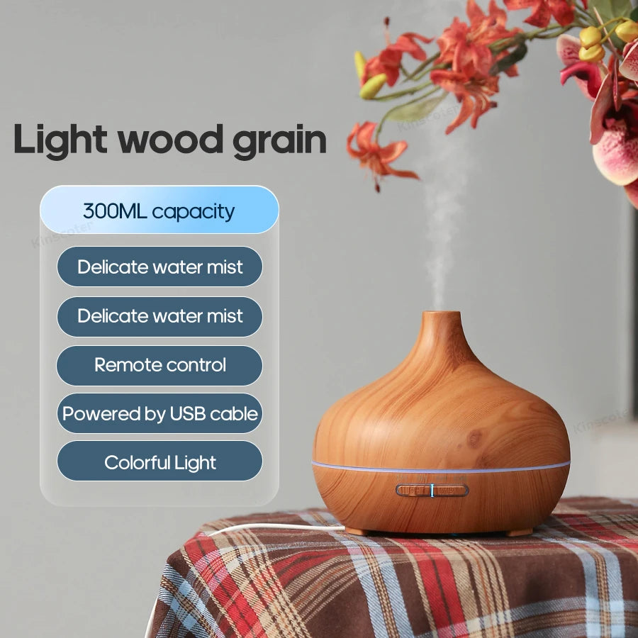 Wood Grain Aromatherapy Diffuser, USB Humidifier, Desktop Air Purifier, Aroma Cool Mist Difusor/Essential oil set