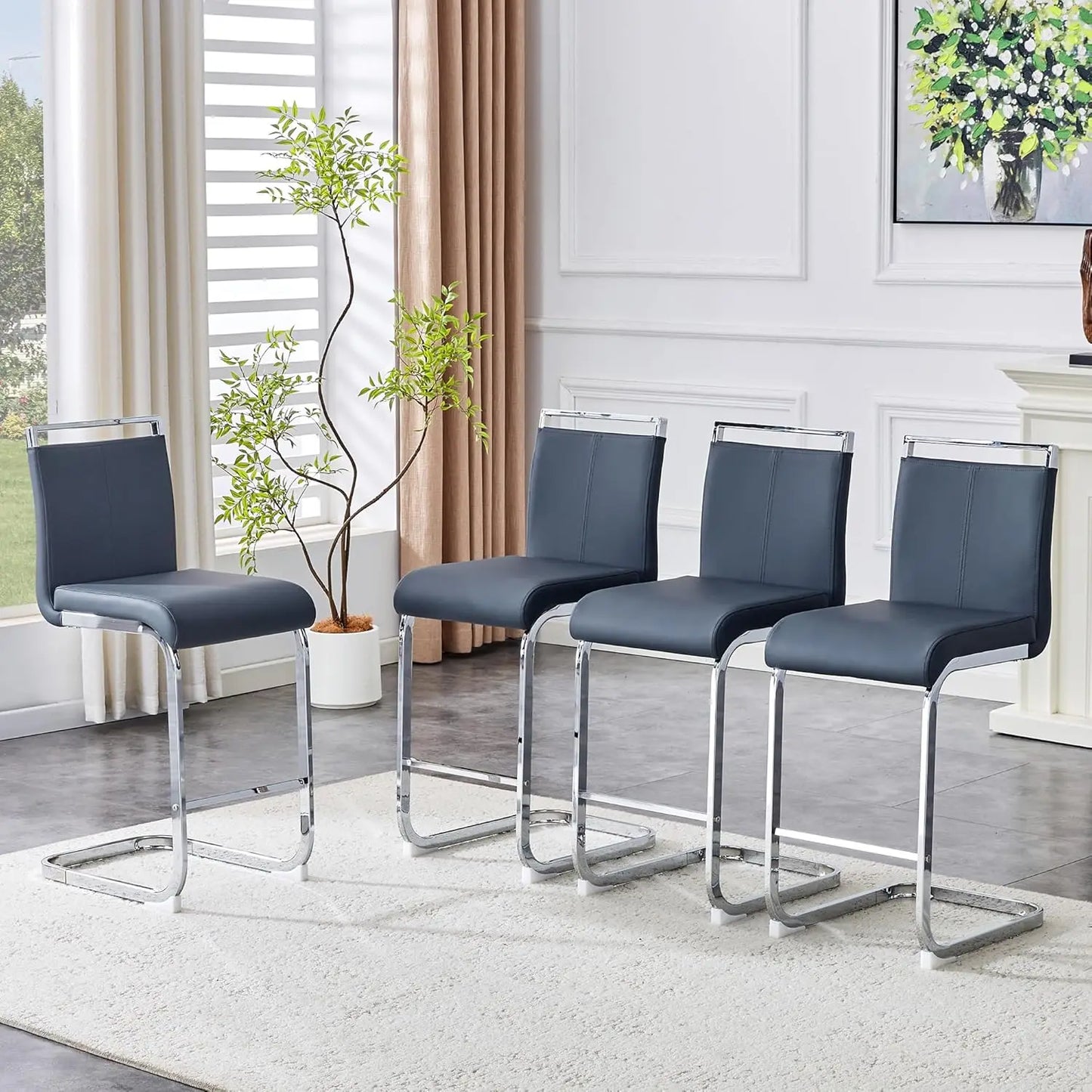 Counter Height Bar Stools Set of 4 - 25'' with Back