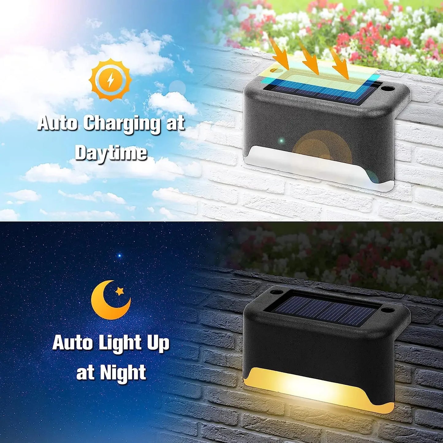 A set of 16 waterproof outdoor solar LED deck lights