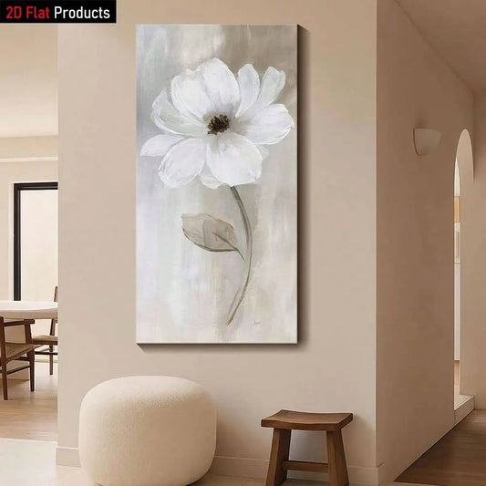 Large White Flower Canvas Art Print – Framed Wall Decor (1 Piece)