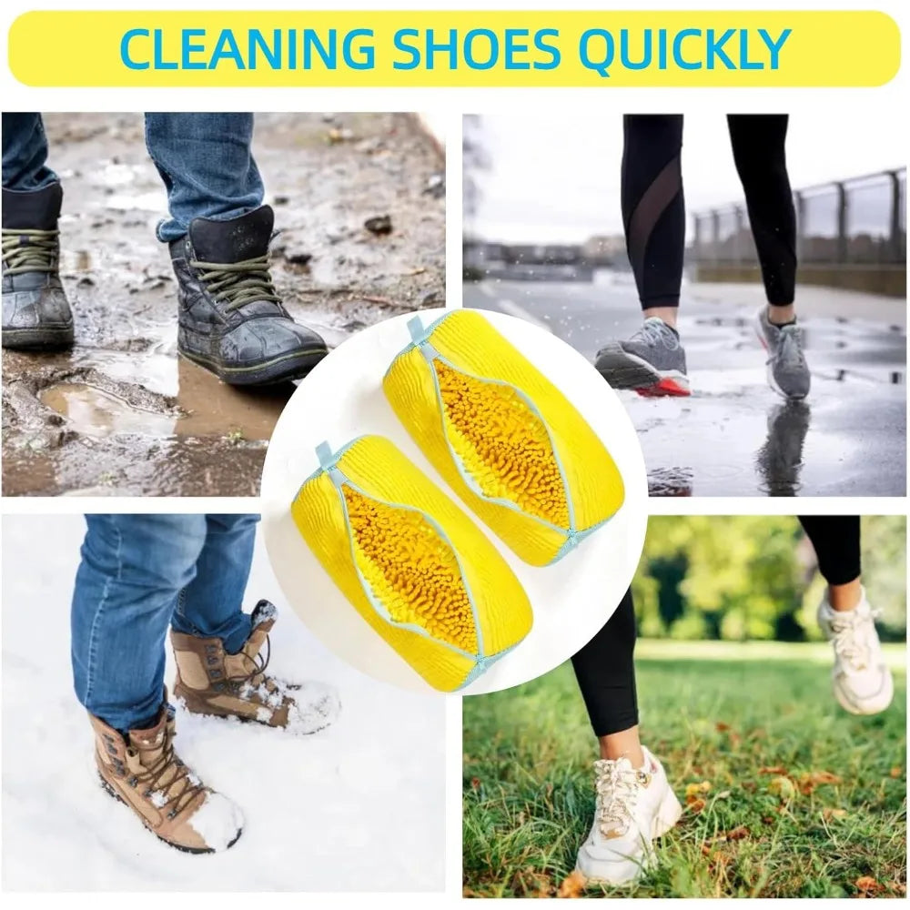 Durable Shoe Washing Machine Bag for All Shoe Types-Yellow with Blue Zipper, Ideal for Sneakers and Casual Shoes