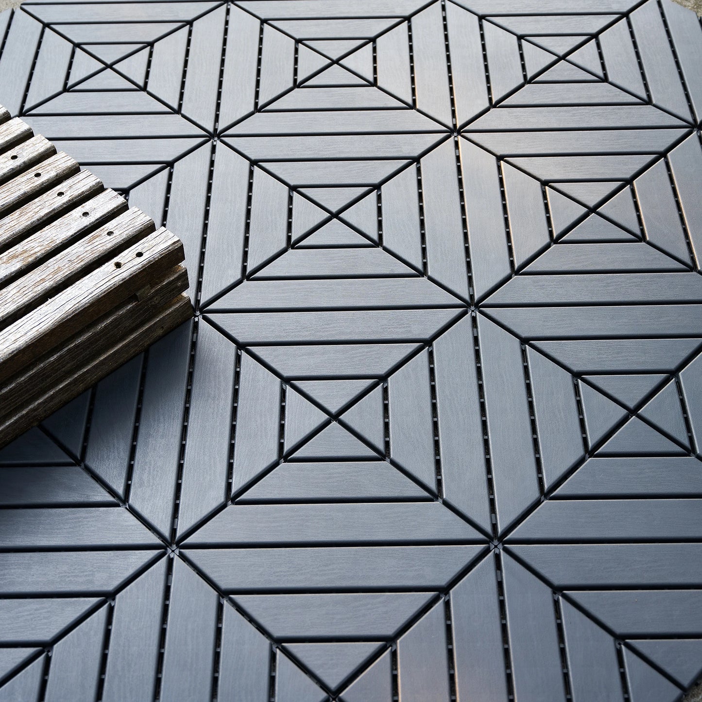Interlocking Deck Tiles, 44 Pack, 12"x12" Square, Waterproof Outdoor All Weather Use