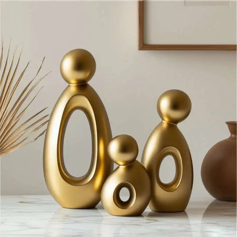 Modern Family Sculpture – Hollow Design Figurine for Home, Bedroom & Living Room Décor