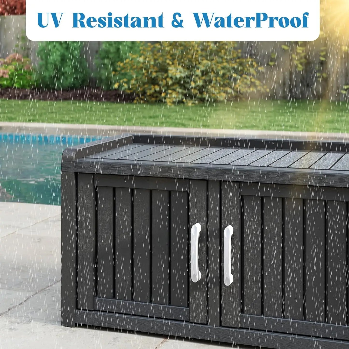 Entryway Shoe Organizer Bench, Waterproof UV-Resistant Shoe Storage Cabinet with Adjustable Shelves