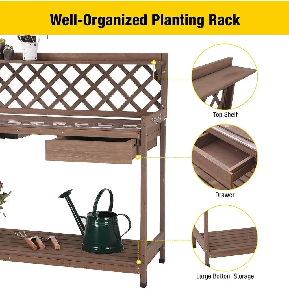 Potting Bench with Sink & Lid, Wooden