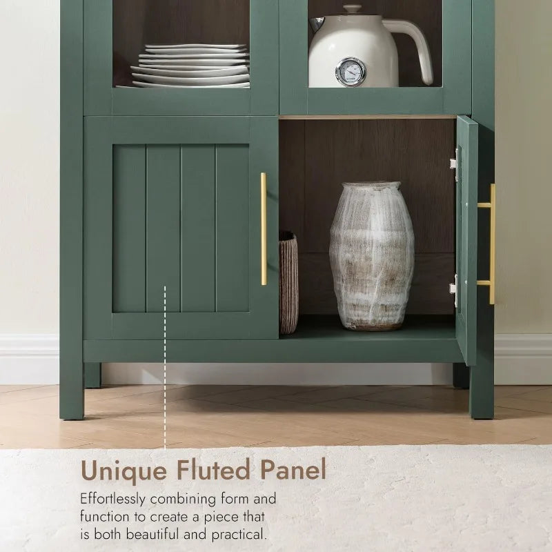 71" Arched Display Cabinet with Glass Doors | 5-Tier Modern Bookcase