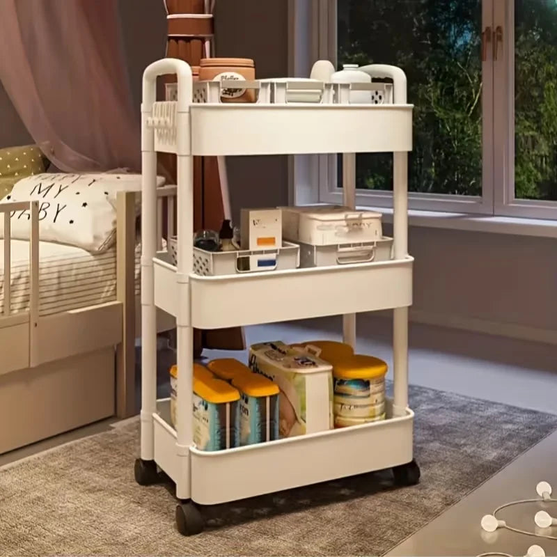 3/4‑Tier Multi‑Functional Rolling Cart – Large‑Capacity Mobile Storage Trolley with Wheels for Kitchen, Bathroom & Bedroom